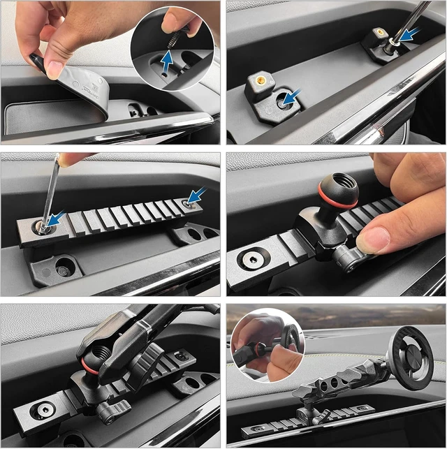 Alt view image 5 of 7 - Phone Mount for 2022 2023 2024 2025 2026 Chevrolet Silverado 1500/GMC Sierra 1500 2500 3500 HD Accessories,Dash Platform Phone Mount Magsafe Fit 13.4" Screen, Cell Phone Holder for NATO Rail