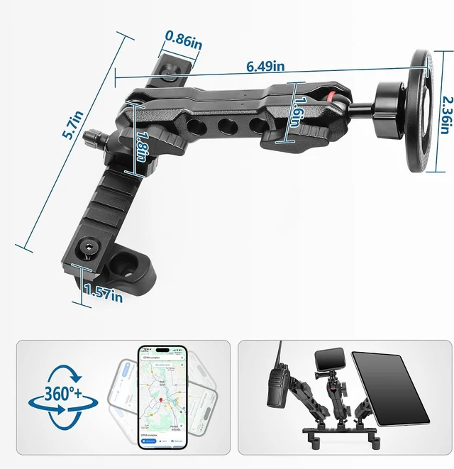 Alt view image 2 of 7 - Phone Mount for Dodge RAM Truck 1500/2500/3500 & TRX 2019+ Accessories, Dash Platform Phone Mount Magsafe Fit 5"/8.4"/12"/14" Screen, Cell Phone Holder for NATO Rail