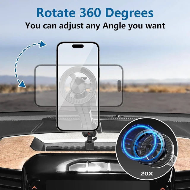 Alt view image 4 of 7 - Phone Mount for Dodge RAM Truck 1500/2500/3500 & TRX 2019+ Accessories, Dash Platform Phone Mount Magsafe Fit 5"/8.4"/12"/14" Screen, Cell Phone Holder for NATO Rail