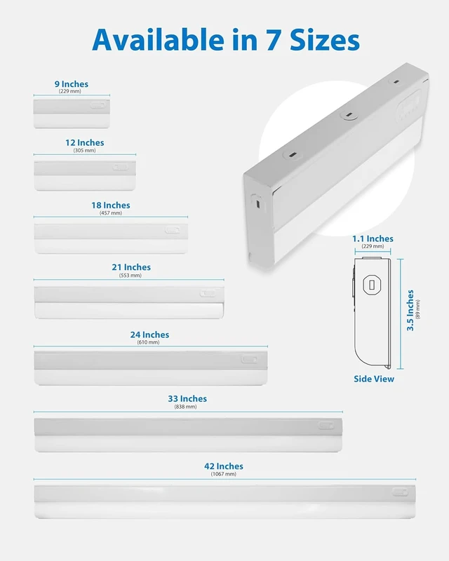 Alt view image 4 of 7 - 33 LED Direct Wire Under Cabinet Light - Undercounter LED Lights for Kitchen - Selectable CCT 2700K-5000K, 952-1008 Lumens, 14W - UCB Series Hardwired Under Cabinet Lighting by Lighting