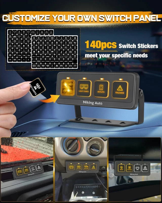 Alt view image 6 of 7 - Wireless 4 Gang Switch Panel, Multifunction Offroad LED Switch Pods with Toggle Pulse Auxiliary Universal Circuit Control 12V Relay System Control Box for Trucks SUV UTV Car Boat RV Marine