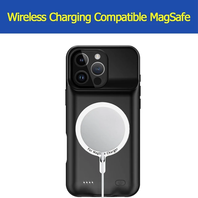 Alt view image 5 of 7 - Battery Case for iPhone 16 Pro, 10000mAh Portable Protective Wireless Charging Case Support Carplay Compatible with iPhone 16 Pro (6.3 inch) Rechargeable Extended Battery Charger Case (Black)