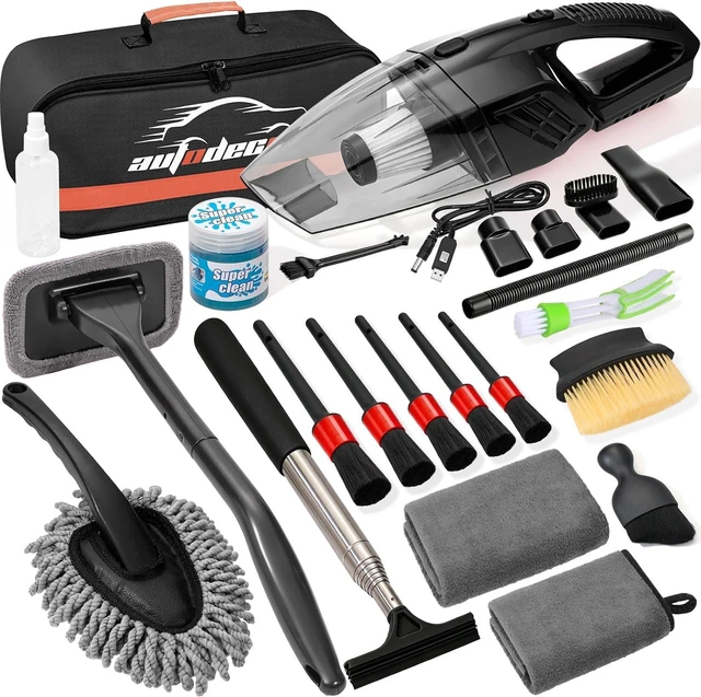 Main image of Car Cleaning Kit, Car Interior Detailing Kit with 12000PA Black Handheld Vacuum, Brush Set, Windshield Tool, Duster, Towels, Complete Car Care Tools for Women (Black)