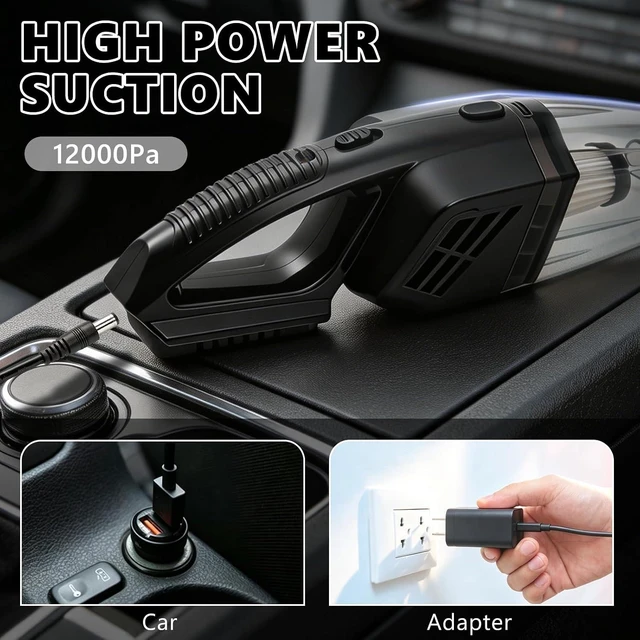 Alt view image 2 of 7 - Car Cleaning Kit, Car Interior Detailing Kit with 12000PA Black Handheld Vacuum, Brush Set, Windshield Tool, Duster, Towels, Complete Car Care Tools for Women (Black)