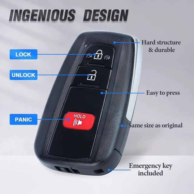 Alt view image 5 of 7 - Keyless Entry Remote Smart Key Fob Replacement 8A Chip for Toyota Prius 2016 2017 2018 2019 2020 2021 Board ID:231451-0351G P/N:89904-47530 FCC ID:HYQ14FBC