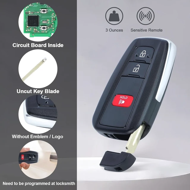 Alt view image 6 of 7 - Keyless Entry Remote Smart Key Fob Replacement 8A Chip for Toyota Prius 2016 2017 2018 2019 2020 2021 Board ID:231451-0351G P/N:89904-47530 FCC ID:HYQ14FBC