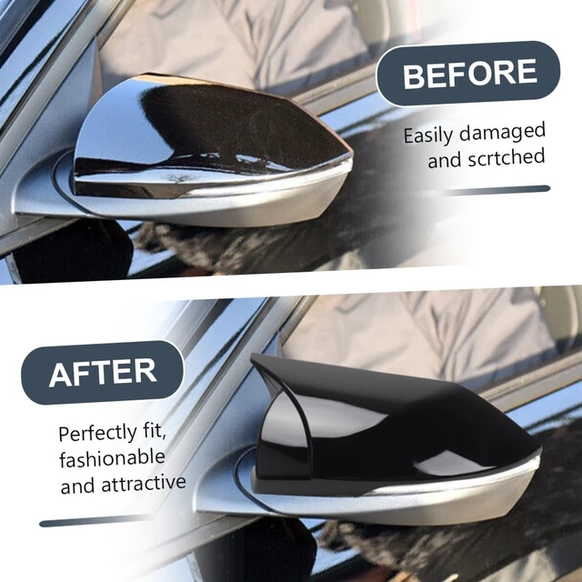 Alt view image 2 of 7 - for Hyundai Elantra 2021 2022 2023 2024 2025 2026 2PCS Car Side Rear View Mirror Guard Cover Caps Trims (Piano Black)