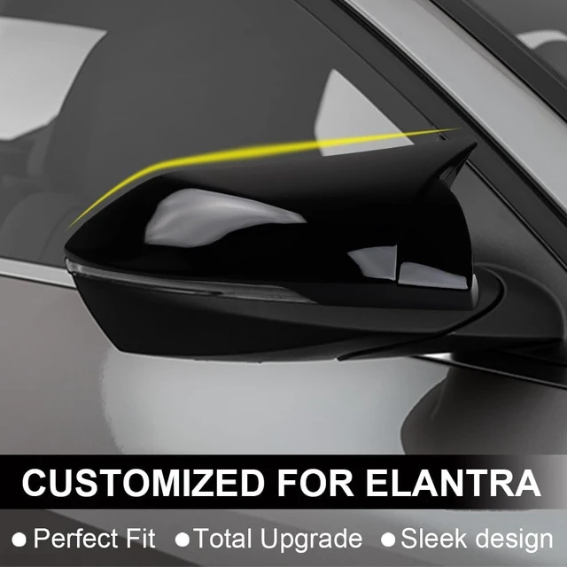 Alt view image 3 of 7 - for Hyundai Elantra 2021 2022 2023 2024 2025 2026 2PCS Car Side Rear View Mirror Guard Cover Caps Trims (Piano Black)