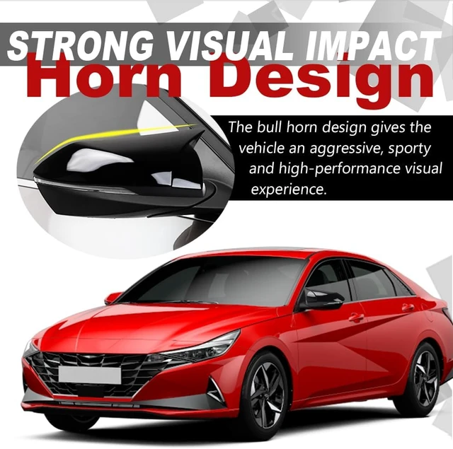 Alt view image 5 of 7 - for Hyundai Elantra 2021 2022 2023 2024 2025 2026 2PCS Car Side Rear View Mirror Guard Cover Caps Trims (Piano Black)