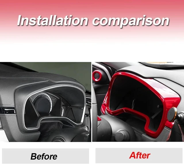Alt view image 3 of 6 - Red Automotive Dashboard Instrument Panel Dial Cover Frame ABS Inner Decorative Moulding Trim Accessories for Honda CRV 2017 2018 2019 2020 2021 2022