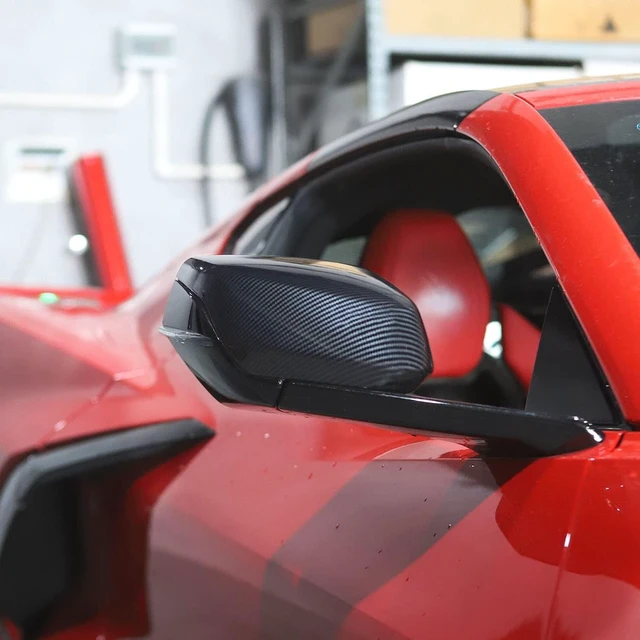 Alt view image 2 of 6 - Carbon Fiber Side Rearview Mirror Guard Cover Trim for Chevrolet Corvette C8 2020-2025