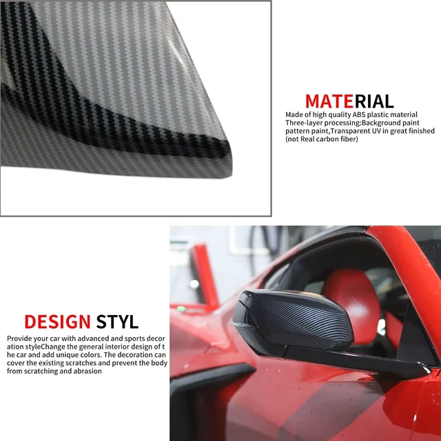 Alt view image 6 of 6 - Carbon Fiber Side Rearview Mirror Guard Cover Trim for Chevrolet Corvette C8 2020-2025
