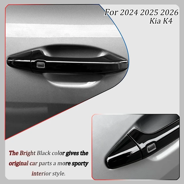 Alt view image 2 of 7 - Car Exterior Door Handle Cover,for kia k4 2024 2025 2026,Car Exterior Door Handle Bowl Cover ProtectorCar Sport Accessories - Bright Black