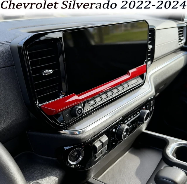 Alt view image 3 of 7 - AC Vent Cover,for 2022 2023 2024 2025 2026 Chevy Silverado 1500, Interior Center Console Dash Panel Trim Overlay - Wine Red Pattern Protective Accessories