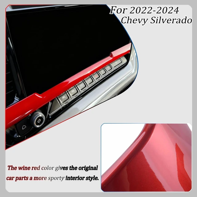 Alt view image 2 of 7 - AC Vent Cover,for 2022 2023 2024 2025 2026 Chevy Silverado 1500, Interior Center Console Dash Panel Trim Overlay - Wine Red Pattern Protective Accessories