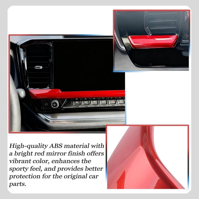Alt view image 5 of 7 - AC Vent Cover,for 2022 2023 2024 2025 2026 Chevy Silverado 1500, Interior Center Console Dash Panel Trim Overlay - Wine Red Pattern Protective Accessories