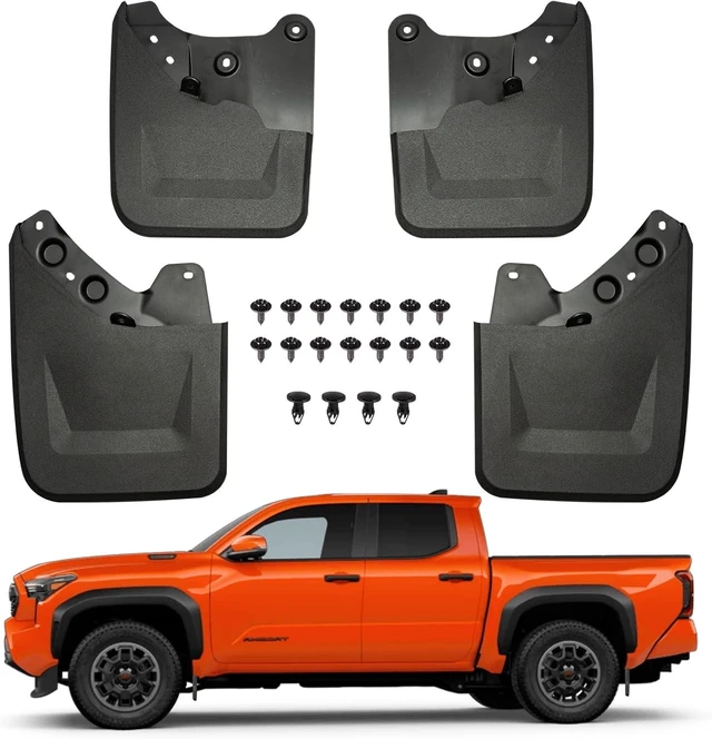 Main image of Mud Flaps Splash Guards Fit for Toyota Tacoma 2024-2026, 4PCS No Drilling Pickup Wide Mudguards Kit, 4th Tacoma Truck Exterior Accessories Front & Rear Tire, All Road & All Weather Protect Wheel Liner