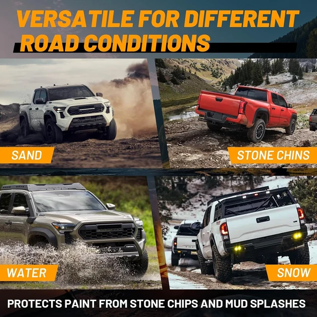Alt view image 5 of 7 - Mud Flaps Splash Guards Fit for Toyota Tacoma 2024-2026, 4PCS No Drilling Pickup Wide Mudguards Kit, 4th Tacoma Truck Exterior Accessories Front & Rear Tire, All Road & All Weather Protect Wheel Liner