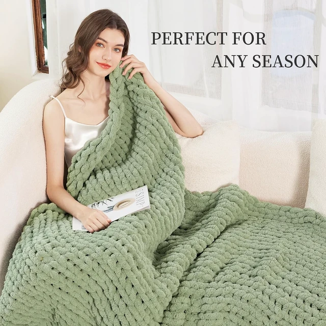 Alt view image 5 of 7 - Chunky Knit Blanket Throw for Couch, 51"x63" Chunky Yarn Knitted Blankets