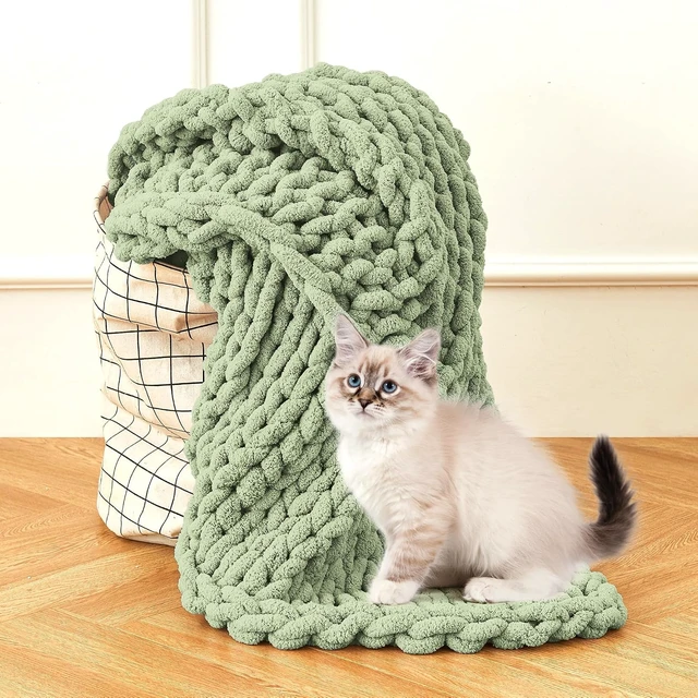 Alt view image 7 of 7 - Chunky Knit Blanket Throw for Couch, 51"x63" Chunky Yarn Knitted Blankets