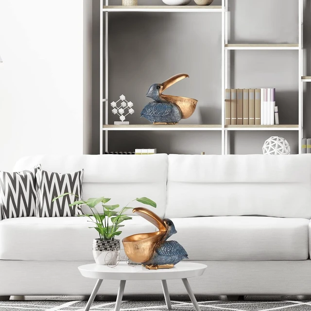 Alt view image 5 of 7 - Pelican Key Holder Statues,Fun Animal Hippo Candy Dish,Candy Dish for Office Desk Unique,Modern Key Holder for Pelican Figurine,Suitability Desk candy bowl and Entry Table Decor Items(Gold1)