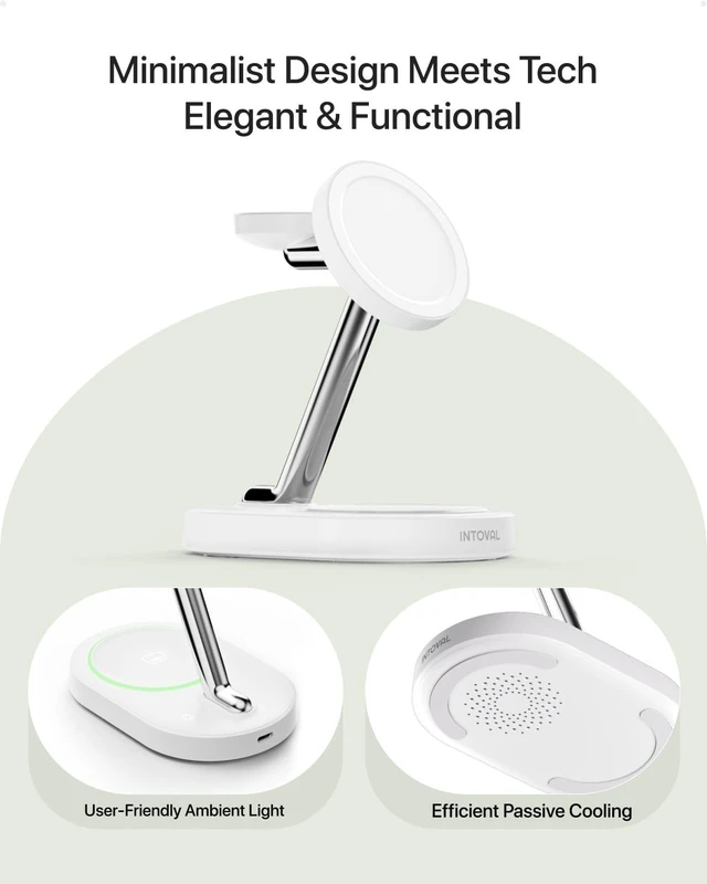 Alt view image 4 of 7 - Fast Charging Station for Magsafe Devices, Wireless Charger for MagSafe iPhones, 3 in 1 Magnetic Charger Stand for iPhone16/15/14/13, Watch & AirPods