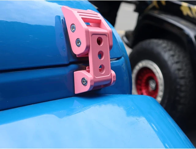 Alt view image 5 of 7 - Stainless Steel Latch Hood Capture Kit for 2007-2018 Jeep Wrangler JK JKU and 2018-2022 Jeep Wrangler JLJLU Gladiator 2-Door and 4-Door (Pink)