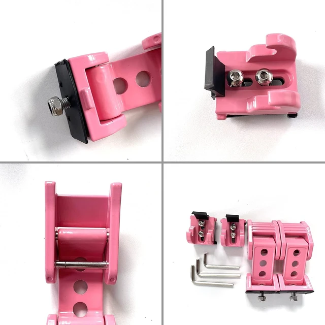 Alt view image 6 of 7 - Stainless Steel Latch Hood Capture Kit for 2007-2018 Jeep Wrangler JK JKU and 2018-2022 Jeep Wrangler JLJLU Gladiator 2-Door and 4-Door (Pink)