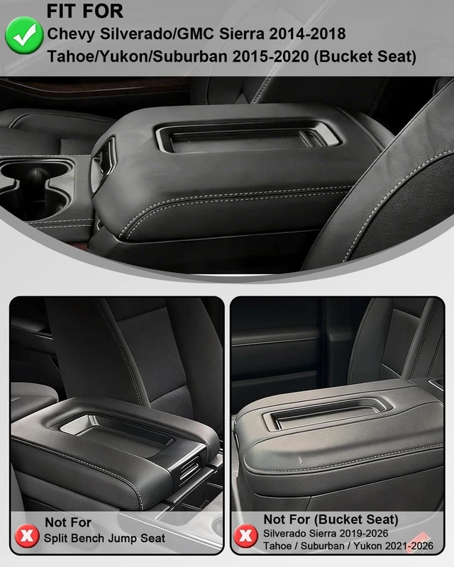 Alt view image 2 of 7 - Center Console Cover for Chevy Silverado/GMC Sierra 2014-2018