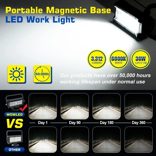 Alt view image 2 of 7 - 36W LED Work Light Magnetic Base Mount Portable LED Light Flood for Car SUV Boat Bar Truck Driving Lamp Fog Lights