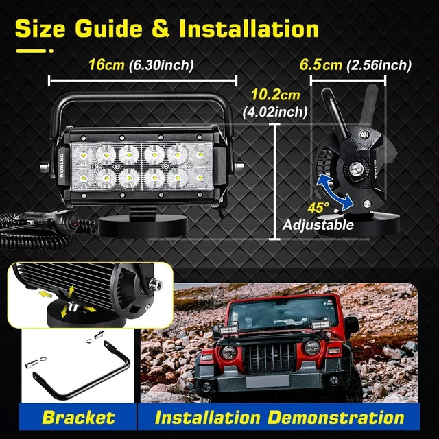 Alt view image 6 of 7 - 36W LED Work Light Magnetic Base Mount Portable LED Light Flood for Car SUV Boat Bar Truck Driving Lamp Fog Lights