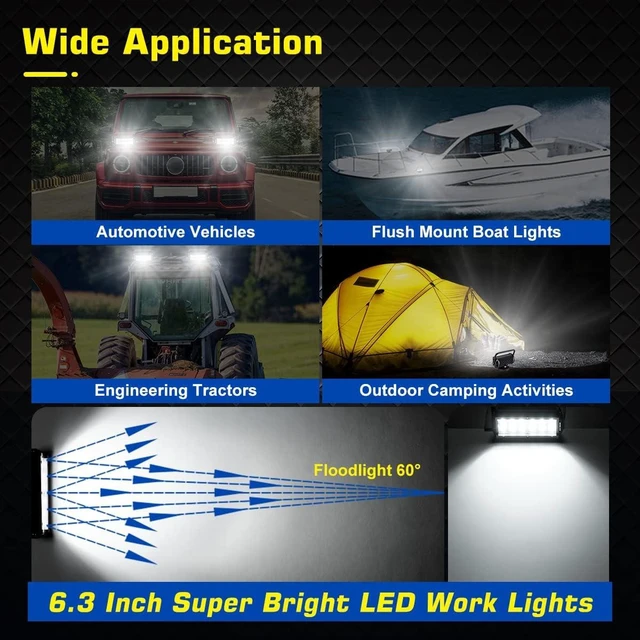 Alt view image 7 of 7 - 36W LED Work Light Magnetic Base Mount Portable LED Light Flood for Car SUV Boat Bar Truck Driving Lamp Fog Lights