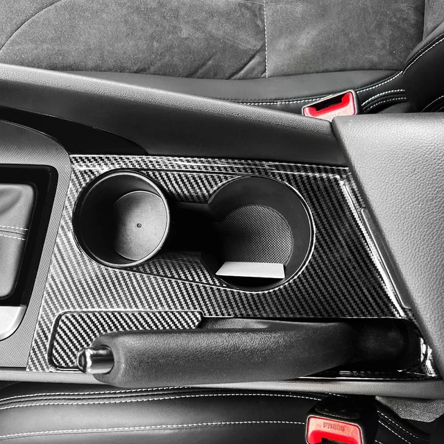 Alt view image 3 of 7 - Carbon Fiber Style Car Water Cup Holder Trim Cover Interior Compatible with Hyundai Elantra CN7 N Line