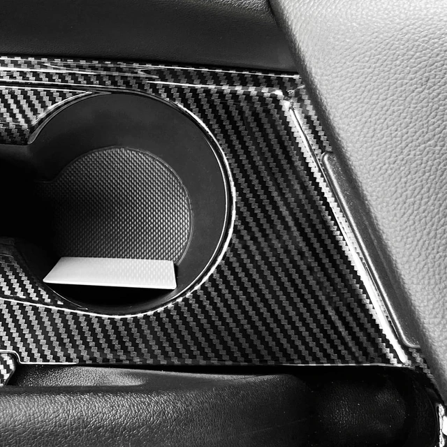 Alt view image 4 of 7 - Carbon Fiber Style Car Water Cup Holder Trim Cover Interior Compatible with Hyundai Elantra CN7 N Line