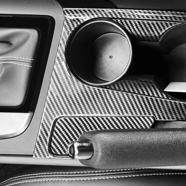 Alt view image 5 of 7 - Carbon Fiber Style Car Water Cup Holder Trim Cover Interior Compatible with Hyundai Elantra CN7 N Line