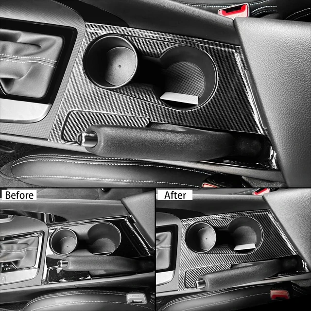 Alt view image 6 of 7 - Carbon Fiber Style Car Water Cup Holder Trim Cover Interior Compatible with Hyundai Elantra CN7 N Line