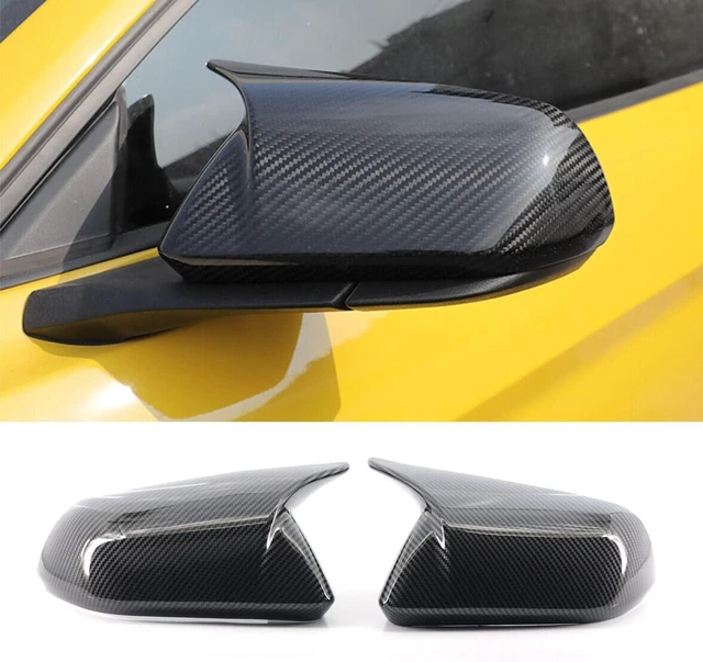 Main image of Side Door Rear View Mirror Cover Cap Rearview Mirrors Trim Exterior Accessories Compatible with Ford Mustang 2015-2022, Without Turn Signal (Carbon Fiber Pattern)