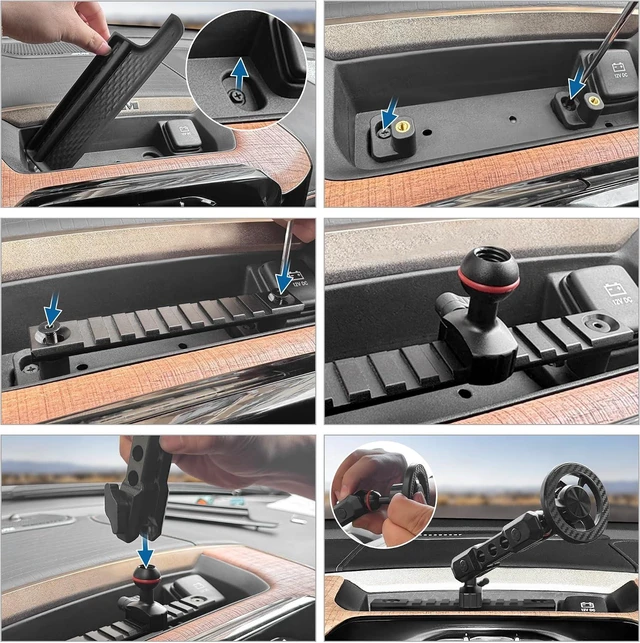 Alt view image 5 of 7 - Phone Mount for Dodge RAM Truck 1500/2500/3500 & TRX 2019+ Accessories, Dash Platform Phone Mount Magsafe Fit 5"/8.4"/12"/14" Screen, Cell Phone Holder for NATO Rail