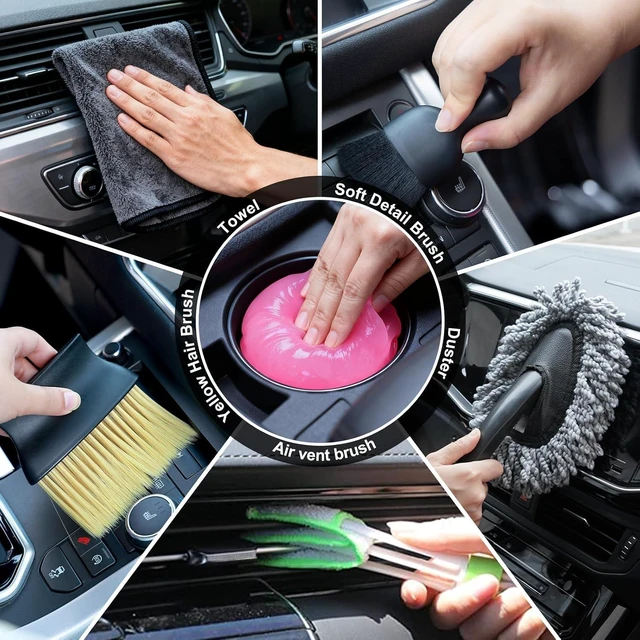 Alt view image 7 of 7 - Car Cleaning Kit, Car Interior Detailing Kit with 12000PA Black Handheld Vacuum, Brush Set, Windshield Tool, Duster, Towels, Complete Car Care Tools for Women (Black)