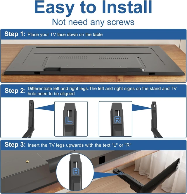 Alt view image 4 of 7 - TV Legs for , Exclusive Only for UA65TU7000K UN65TU7000F UN65TU7000G UN65TU700DF 2020 Model TV Legs Replacement, NOT Universal, Not for Other Models, with Cable Ties, Screwless Install