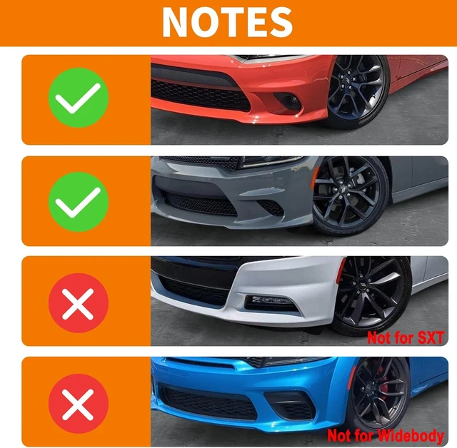 Alt view image 2 of 7 - for Charger Front Bumper Lip Splitter Protector Cover Trim for 2015-2023 Dodge Charger Red Exterior Accessories 2pcs, Not for SXT/Widebody