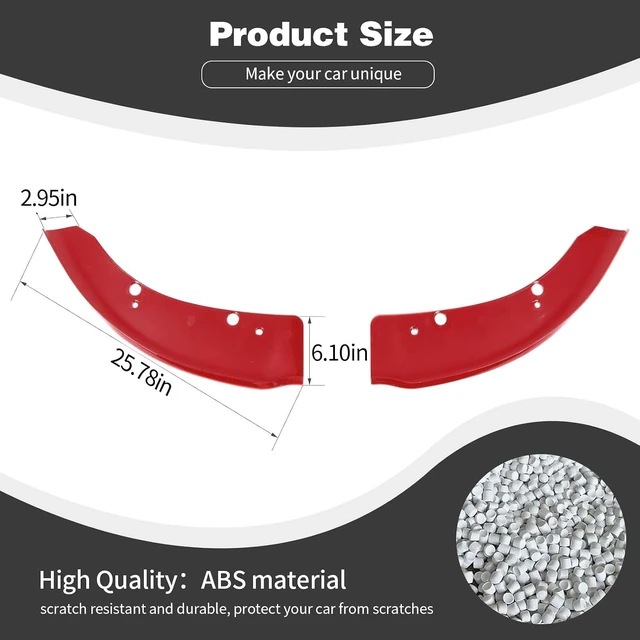 Alt view image 5 of 7 - for Charger Front Bumper Lip Splitter Protector Cover Trim for 2015-2023 Dodge Charger Red Exterior Accessories 2pcs, Not for SXT/Widebody