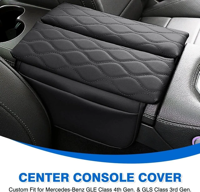 Alt view image 2 of 7 - Center Console Cover for 2020-2025 2026 Mercedes Benz GLE 350 450 W167 and GLS 450 X167, Anti-Scratch Leather Waterproof GLE 350 Armrest Console Cover with Storage Pockets (Black)