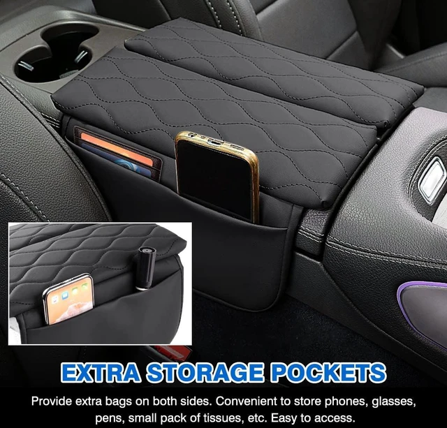 Alt view image 4 of 7 - Center Console Cover for 2020-2025 2026 Mercedes Benz GLE 350 450 W167 and GLS 450 X167, Anti-Scratch Leather Waterproof GLE 350 Armrest Console Cover with Storage Pockets (Black)