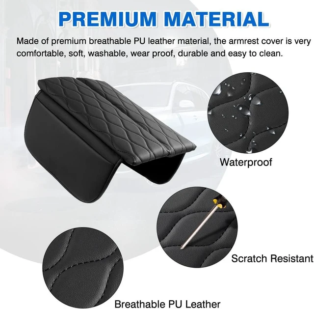 Alt view image 6 of 7 - Center Console Cover for 2020-2025 2026 Mercedes Benz GLE 350 450 W167 and GLS 450 X167, Anti-Scratch Leather Waterproof GLE 350 Armrest Console Cover with Storage Pockets (Black)