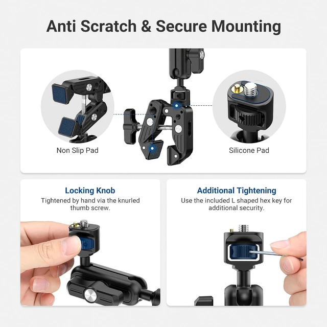 Alt view image 6 of 7 - Basics Magic Arm with Desk Clamp for Phone Webcam Camera Mic, UA062