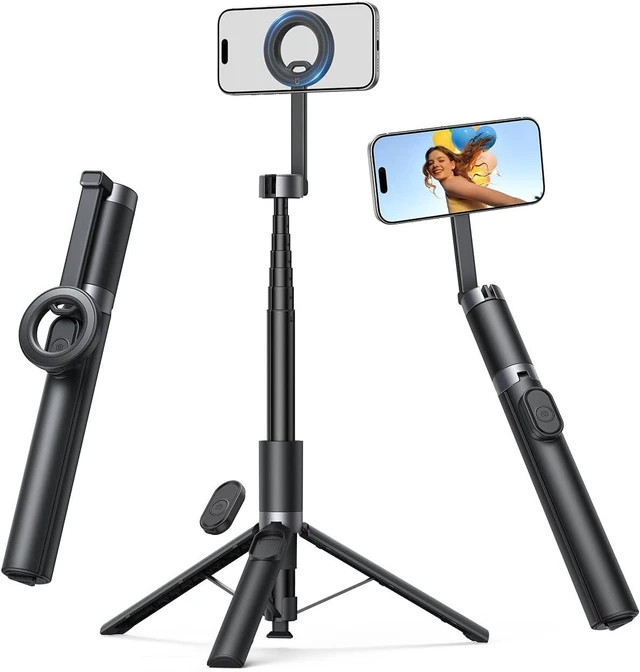 Main image of 71" Magnetic Tripod for iPhone Auto-Open with Rechargeable Remote