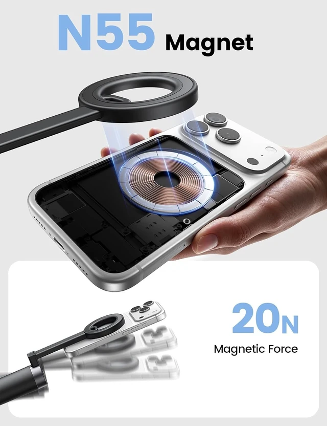 Alt view image 2 of 7 - 71" Magnetic Tripod for iPhone Auto-Open with Rechargeable Remote