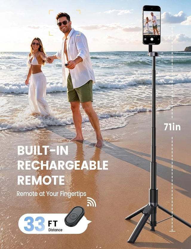 Alt view image 5 of 7 - 71" Magnetic Tripod for iPhone Auto-Open with Rechargeable Remote