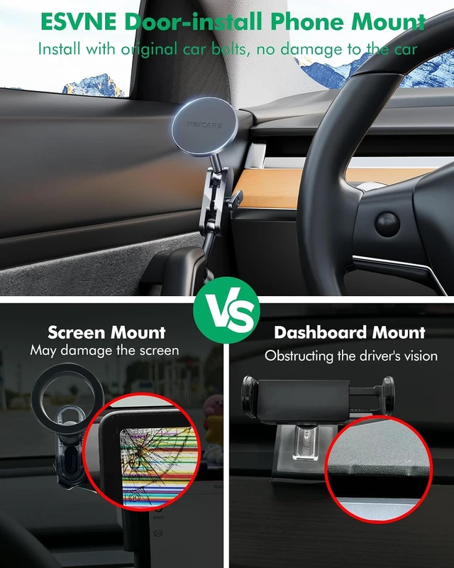 Alt view image 3 of 7 - for Tesla Phone Mount,for Mag-Safe Door-Install Phone Holder, Compatible with Model Y/YL(2026-2019) & Model 3 (2023-2017), Magnetic Car Phone Mount for iPhone 17/16/15/14/13/12, Tesla Accessories